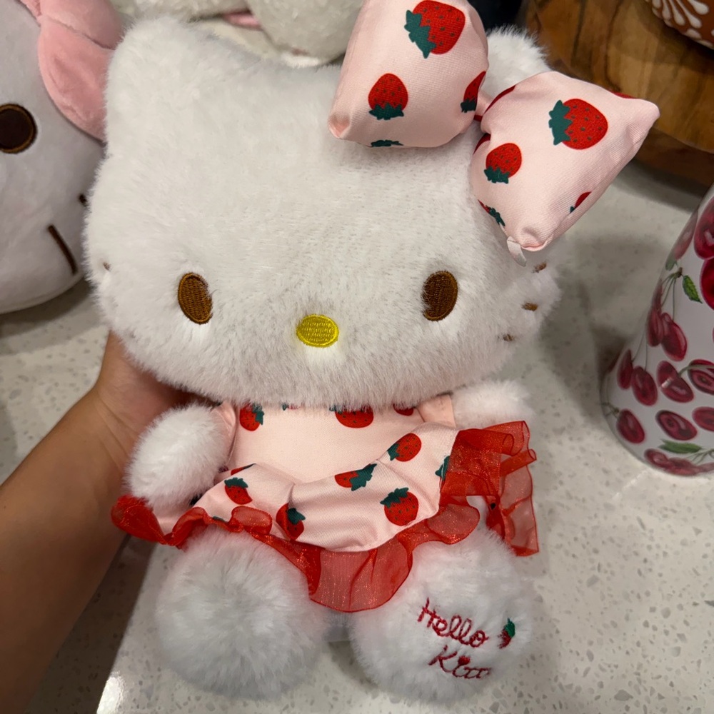 Hello Kitty Plush with Pink and Red Strawberry Dress